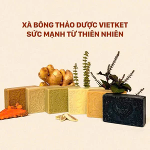 Xà Bông Thảo Dược VIETKET 100g ( Tặng Túi Lưới Tạo Bọt ) Giảm Mụn, Mờ Thâm, Dưỡng Ẩm, Sáng Da