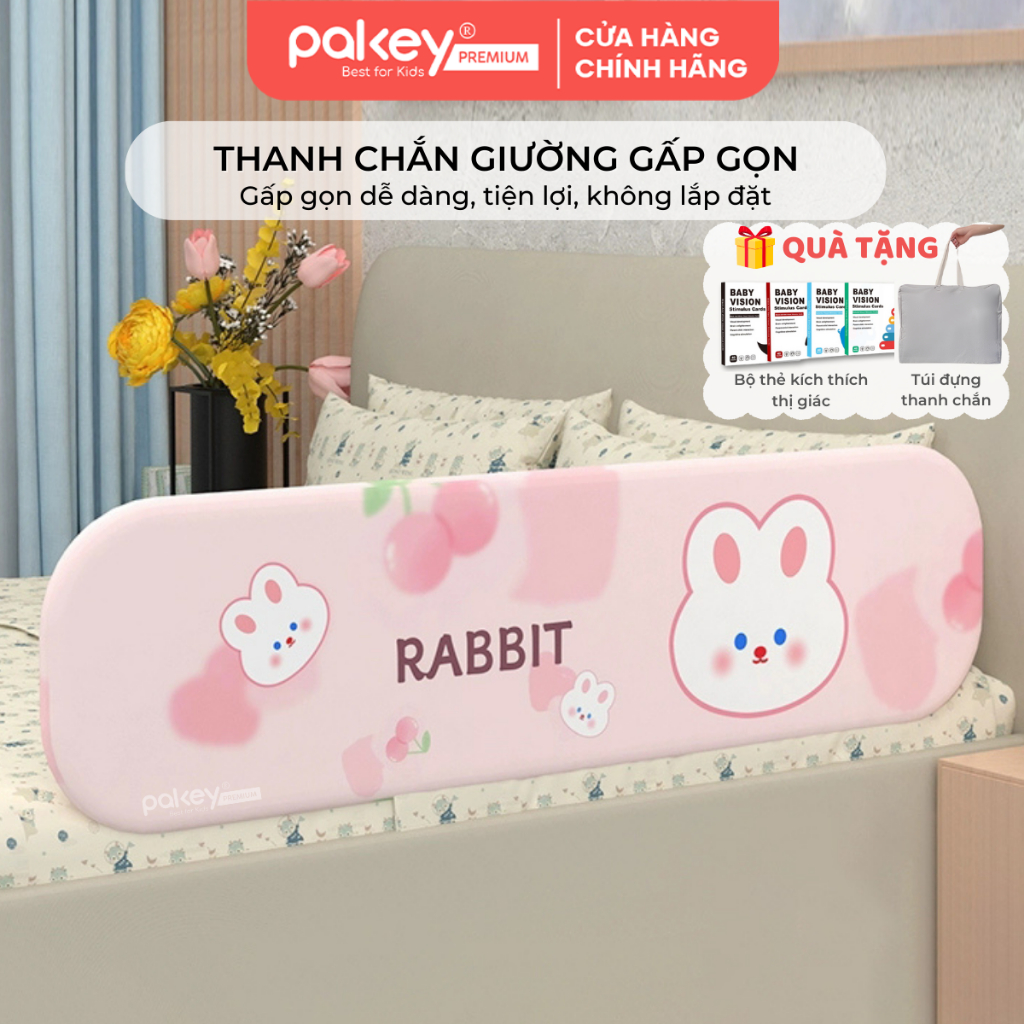 Ảnh Thanh Chắn Giường Gập Gọn PAKEY Họa Tiết Xinh Xắn Đáng Yêu, Thanh Chặn Giường Nhiều Kích Thước Cho Bé 1
