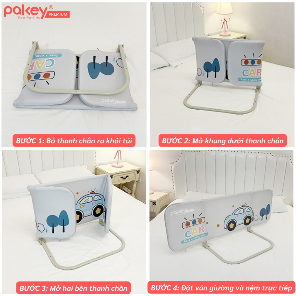 Ảnh Thanh Chắn Giường Gập Gọn PAKEY Họa Tiết Xinh Xắn Đáng Yêu, Thanh Chặn Giường Nhiều Kích Thước Cho Bé 4
