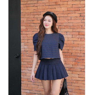 Áo OLV suông croptop tay bồng Lined Eliska phù hợp đi làm đi chơi