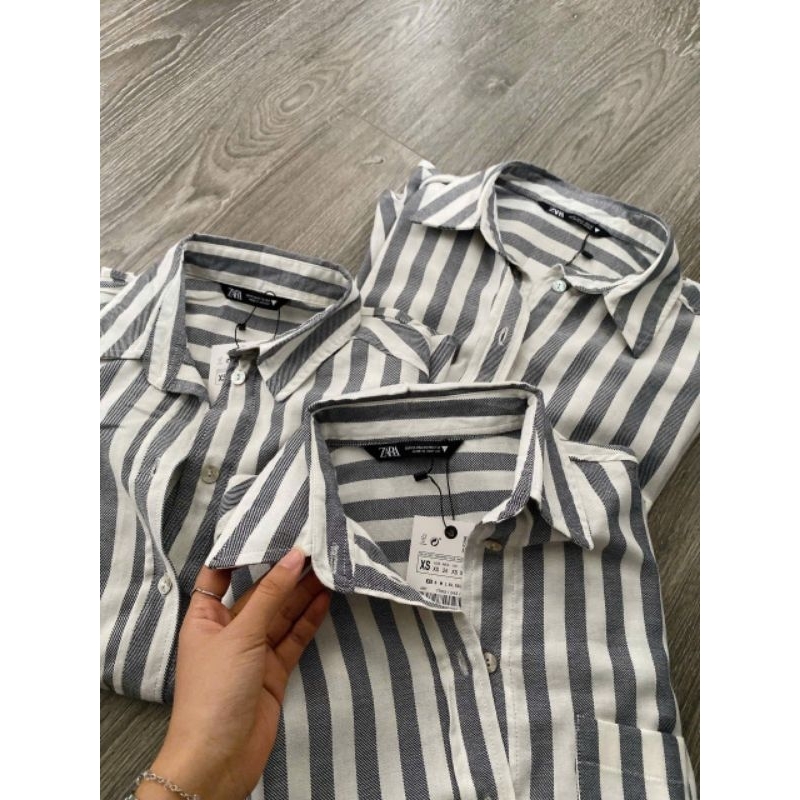 (BomoHouse) Áo sơmi oversize sọc nữ ZR*