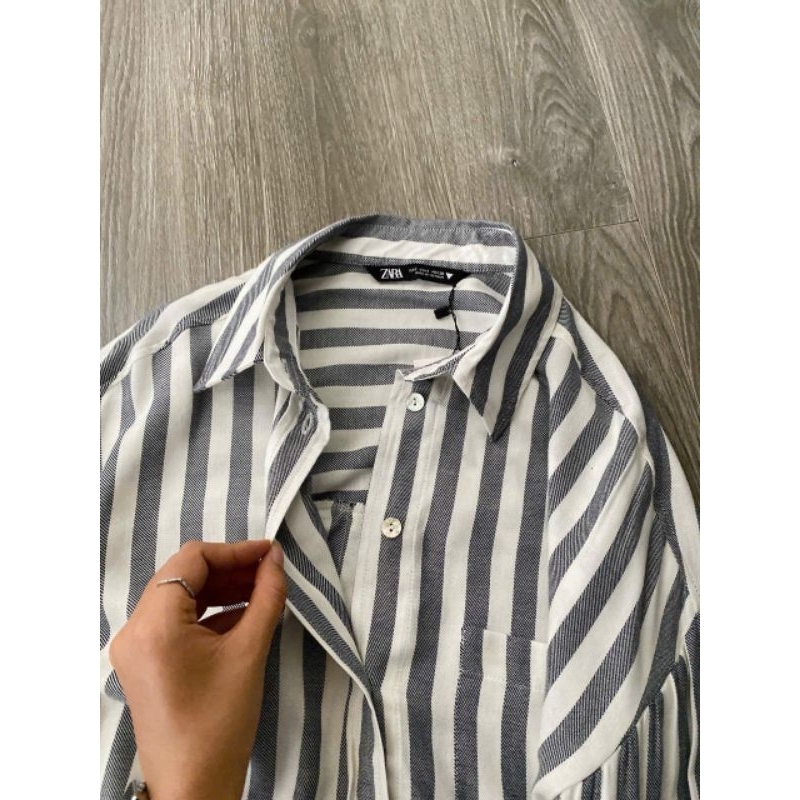 (BomoHouse) Áo sơmi oversize sọc nữ ZR*