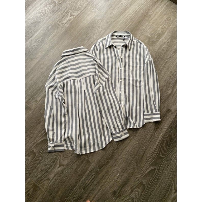 (BomoHouse) Áo sơmi oversize sọc nữ ZR*