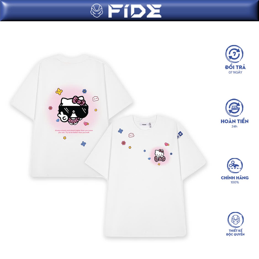 Ảnh Áo thun FIDE HelloKitty phông unisex form rộng local brand nam nữ cổ tròn oversize - AT151 1