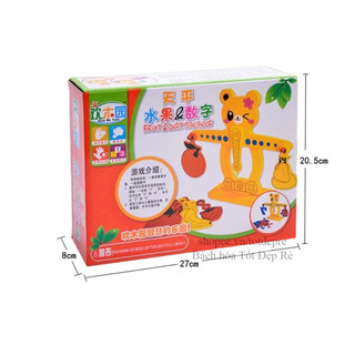 Đồ chơi gỗ cân thăng bằng học trọng lượng học số học màu - cần hình mèo