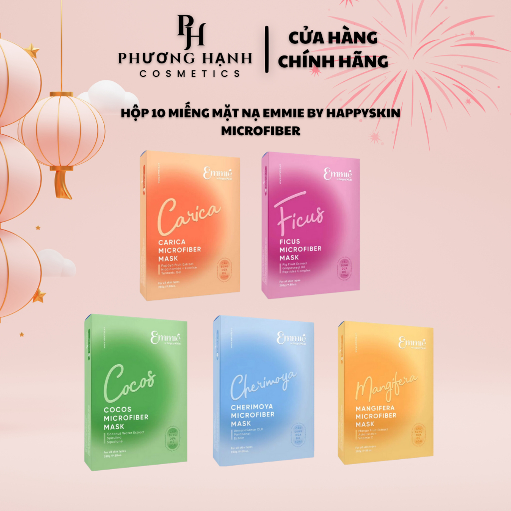 Hộp 10 Miếng Mặt Nạ MICROFIBER Emmie By Happy Skin Dưỡng Da Chăm Sóc Da ...