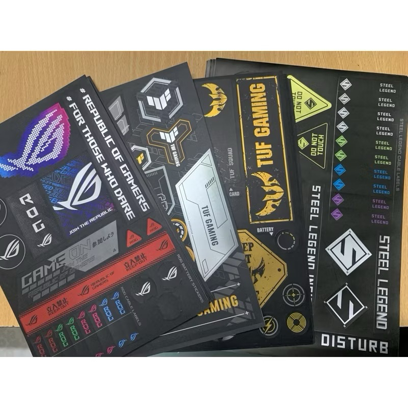 Tấm hình dán ROG, TUF, STEEL LEGEND, MSI, AORUS trang trí PC, laptop ...