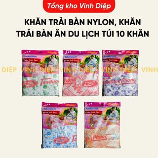 Combo 10 khăn trải bàn dùng 1 lần đi du lịch, picnic họa tiết hoa nhiều màu, khăn 1 lần ( 10 khăn)