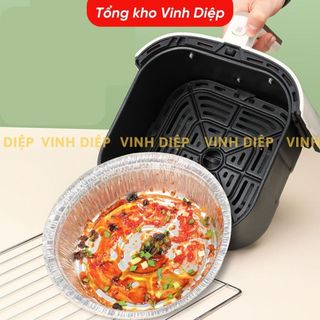 Set 10 khay nhôm khay nướng bạc đa năng size 21cm dùng cho nồi chiên không dầu