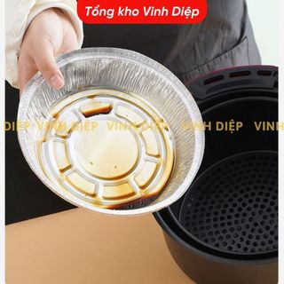 Set 10 khay nhôm khay nướng bạc đa năng size 21cm dùng cho nồi chiên không dầu