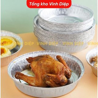 Set 10 khay nhôm khay nướng bạc đa năng size 21cm dùng cho nồi chiên không dầu