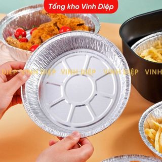 Set 10 khay nhôm khay nướng bạc đa năng size 21cm dùng cho nồi chiên không dầu