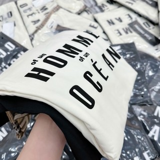 Set Bộ Đồ Nữ HOMME Áo Phông Thụng Ngắn Tay In Chữ Mix Quần Dài Kẻ Thô Mềm Ống Rộng