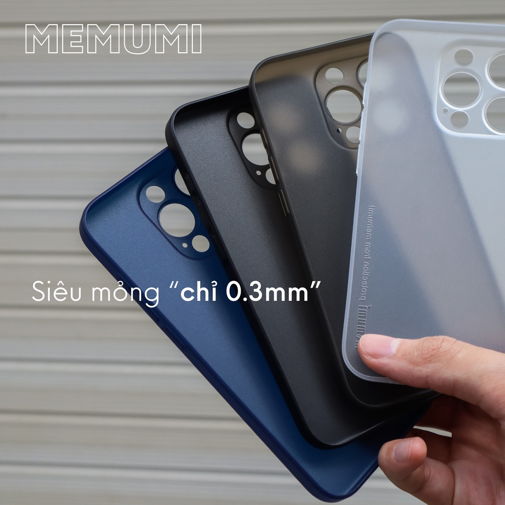 Ốp Memumi  siêu mỏng lưng mờ chống vân tay bảo vệ camera 17Promax 17Pro 17Air 12 13 14 15/16Pro Plus