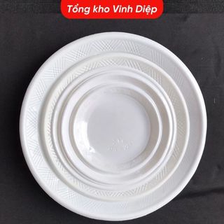 Đĩa Nhựa Dùng 1 Lần QQ Túi 50 Chiếc - Đủ Kích Cỡ Đựng Đồ Ăn Tiệc Dã Ngoại