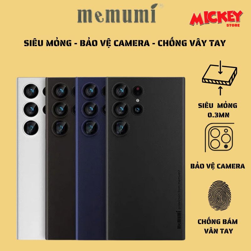 Ốp lưng siêu mỏng nhám chống bám vây tay Memumi cho Samsung S23 S24 S25Ultra Plus bảo vệ camera