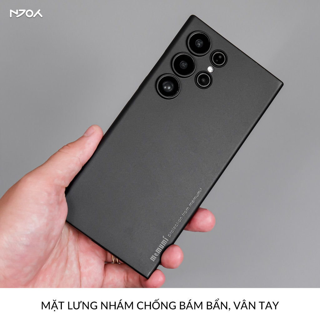 Ốp lưng siêu mỏng nhám chống bám vây tay Memumi cho Samsung S23 S24 S25Ultra Plus bảo vệ camera