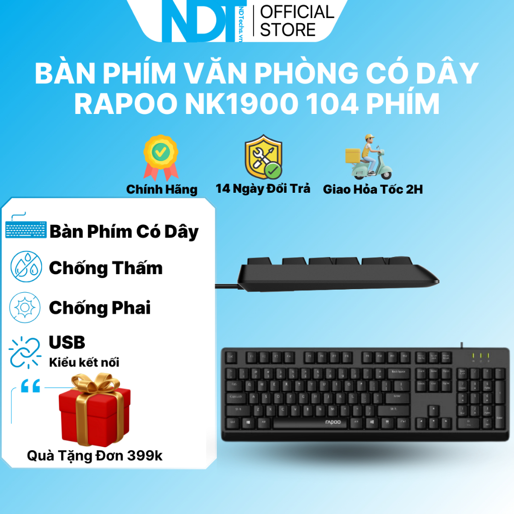 Bàn Phím Văn Phòng Có Dây Rapoo NK1900 Full 104 Phím Công Nghệ ...