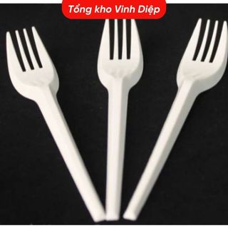Combo 1 túi 50 chiếc dĩa nhựa cao cấp dùng 1 lần màu trắng sữa