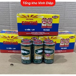 Hộp 12 viên pin đại Con Thỏ, Pin Đèn R20S - Hàng loại 1