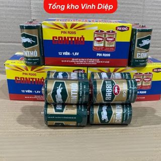 Hộp 12 viên pin đại Con Thỏ, Pin Đèn R20S - Hàng loại 1