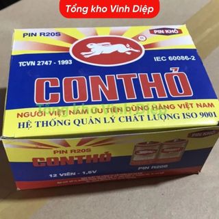 Hộp 12 viên pin đại Con Thỏ, Pin Đèn R20S - Hàng loại 1