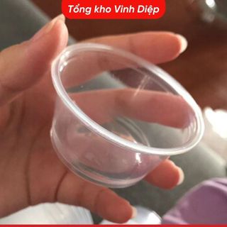 Combo 100 hũ nhựa, cốc nhựa, ly nhựa 1 lần  2oz đựng nước chấm có nắp, hũ nước sốt