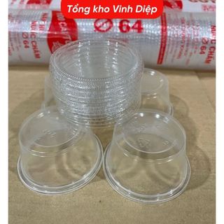 Combo 100 hũ nhựa, cốc nhựa, ly nhựa 1 lần  2oz đựng nước chấm có nắp, hũ nước sốt