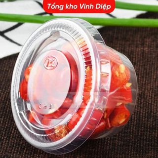 Combo 100 hũ nhựa, cốc nhựa, ly nhựa 1 lần  2oz đựng nước chấm có nắp, hũ nước sốt