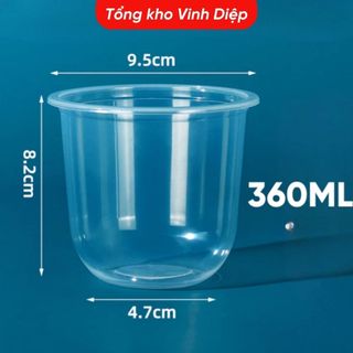 Cốc Nhựa Đáy Bầu U QQ 50 Ly - 360ml 500ml Đựng Tàu Hũ Kem Trà Sữa