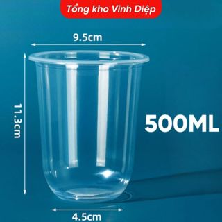 Cốc Nhựa Đáy Bầu U QQ 50 Ly - 360ml 500ml Đựng Tàu Hũ Kem Trà Sữa