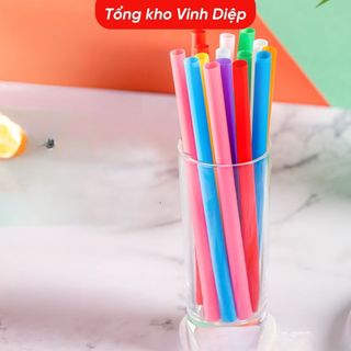 Ống hút trà sữa trân châu, nước mía nhiều màu, phi 6, dài 18cm, đầu nhọn, 1 bịch 420gr