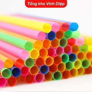 Ống hút trà sữa trân châu, nước mía nhiều màu, phi 6, dài 18cm, đầu nhọn, 1 bịch 420gr