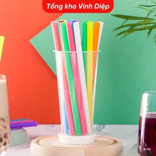 Ống hút trà sữa trân châu, nước mía nhiều màu, phi 6, dài 18cm, đầu nhọn, 1 bịch 420gr