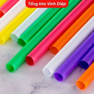 Ống hút trà sữa trân châu, nước mía nhiều màu, phi 6, dài 18cm, đầu nhọn, 1 bịch 420gr