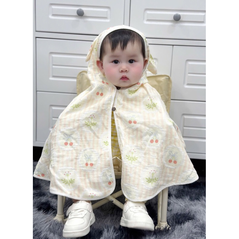 [KÈM TẤM CHẮN]Áo choàng cho bé 2 lớp kèm kính chắn giọt bắn, áo choàng chống nắng vải Xô Muslin mềm mại Tiệm Nhà Bơ