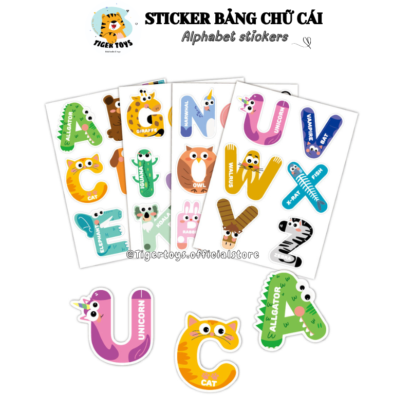 Hình dán sticker, sticker chữ cái Tiếng Anh không thấm nước, dán được ...