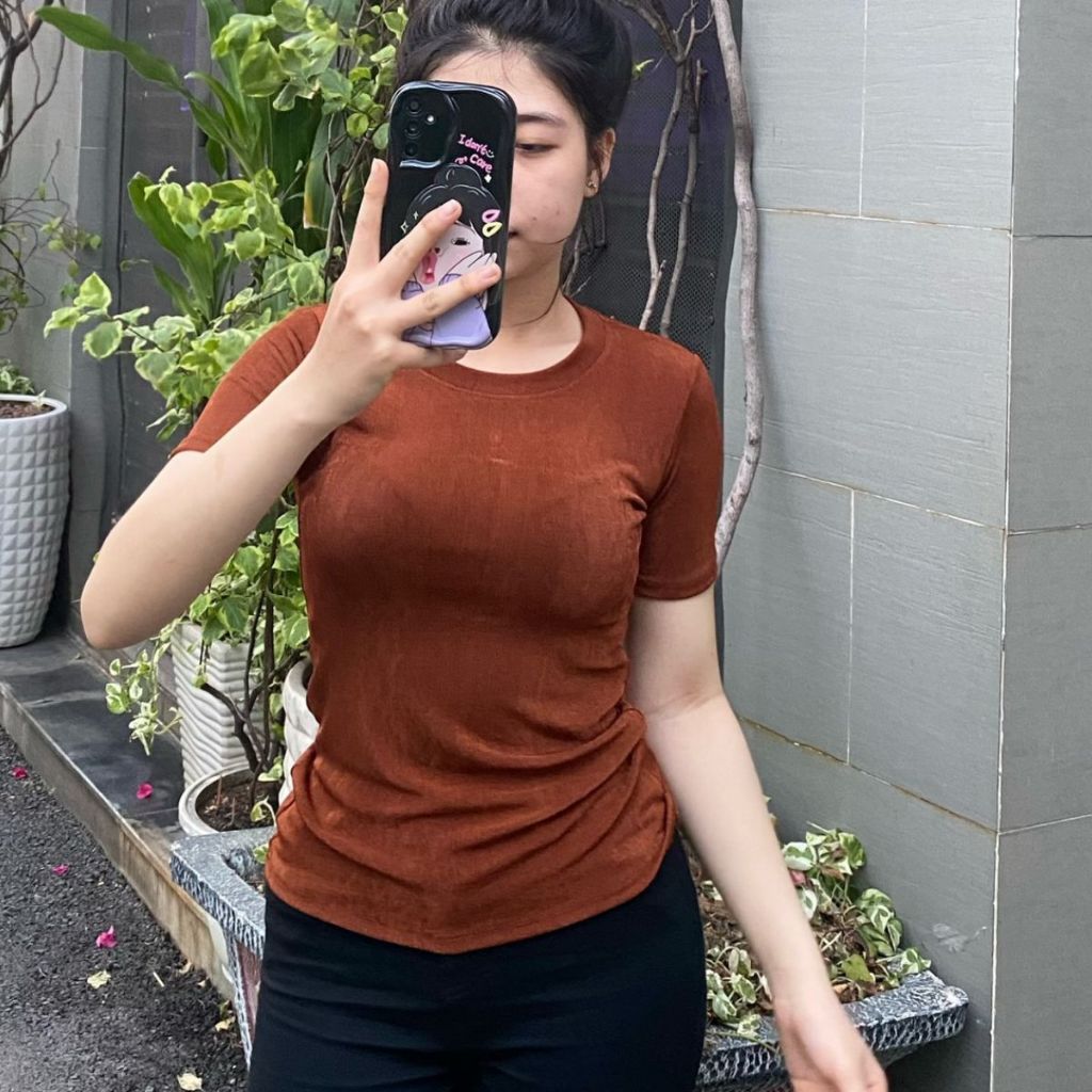 Áo thun nữ bigsize vải nhũ MỎNG ôm body co giãn ESHOP áo thun tay ngắn đẹp dễ thương cổ tròn MS061