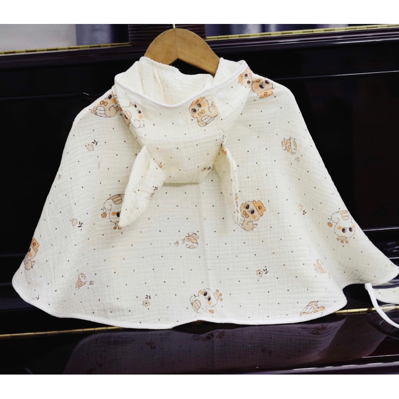 [KÈM TẤM CHẮN]Áo Choàng Muslin Đa Năng Cho Bé Tránh Nắng, Tránh Gió, Chắn Bụi Hiệu Quả Tiệm Nhà Bơ