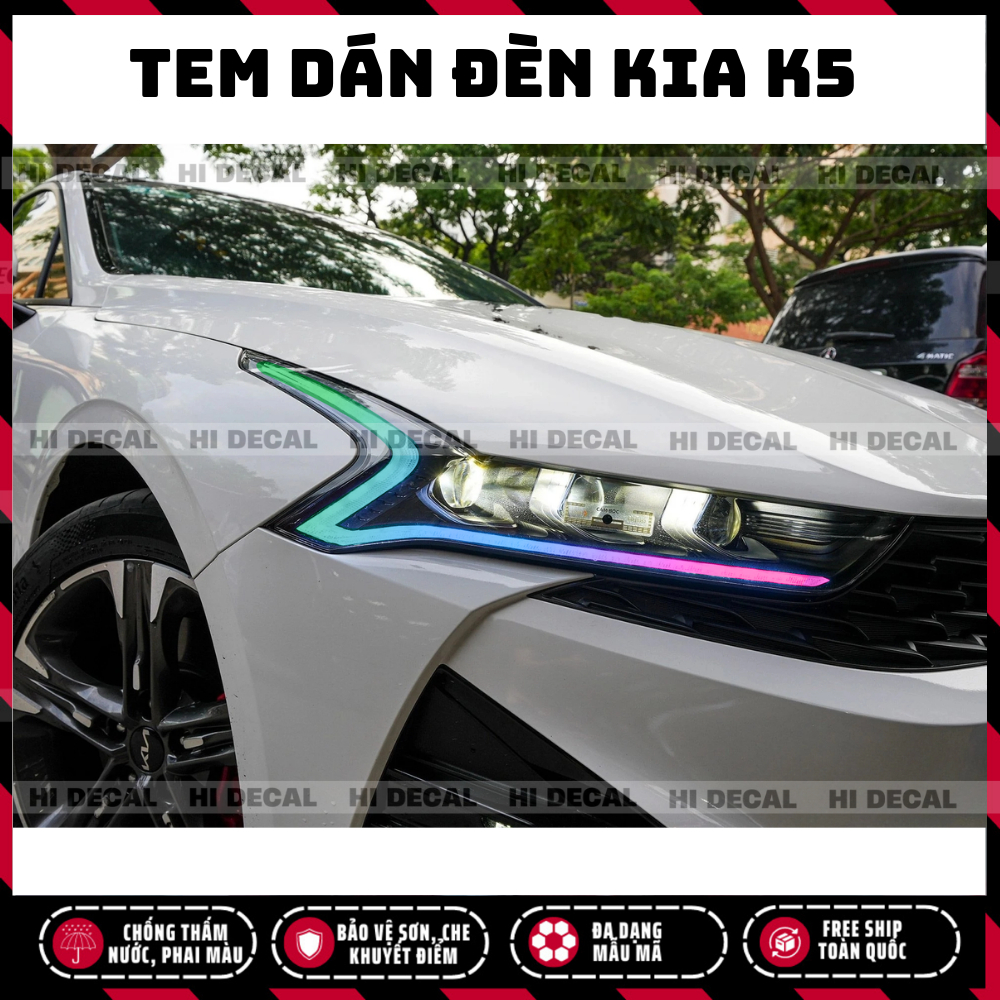 Tem dán đèn KIA K5, Decal dán đèn xe K5 trang trí xe chống nước, bền màu, chịu nhiệt tốt