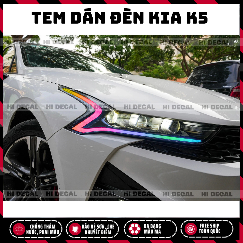 Tem dán đèn KIA K5, Decal dán đèn xe K5 trang trí xe chống nước, bền màu, chịu nhiệt tốt