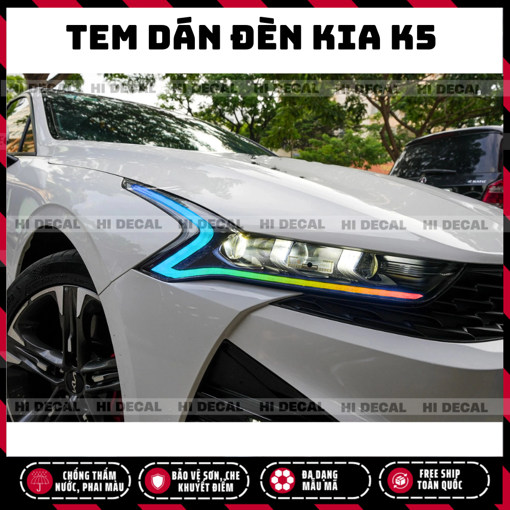 Tem dán đèn KIA K5, Decal dán đèn xe K5 trang trí xe chống nước, bền màu, chịu nhiệt tốt