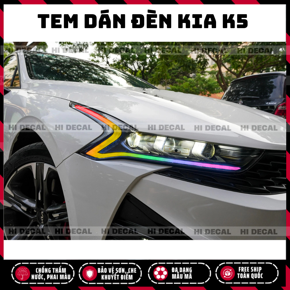 Tem dán đèn KIA K5, Decal dán đèn xe K5 trang trí xe chống nước, bền màu, chịu nhiệt tốt