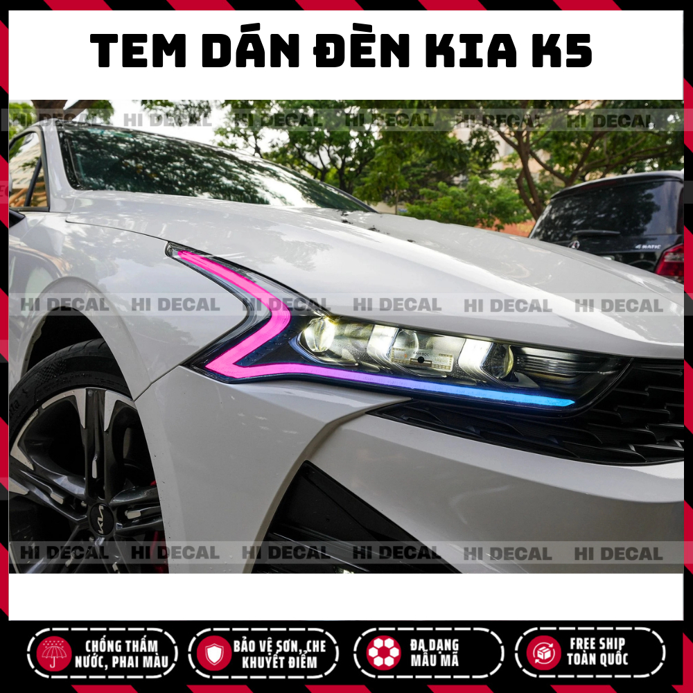 Tem dán đèn KIA K5, Decal dán đèn xe K5 trang trí xe chống nước, bền màu, chịu nhiệt tốt
