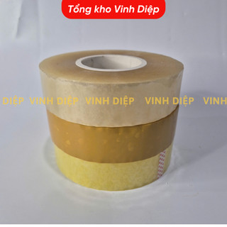 01 cuộn băng dính 1kg băng keo 1kg lõi nhựa 7mm 3 màu trong suốt, vàng chanh, nâu