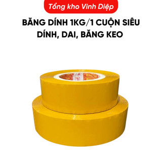 01 cuộn băng dính 1kg băng keo 1kg lõi nhựa 7mm 3 màu trong suốt, vàng chanh, nâu