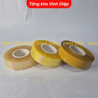 01 cuộn băng dính 1kg băng keo 1kg lõi nhựa 7mm 3 màu trong suốt, vàng chanh, nâu