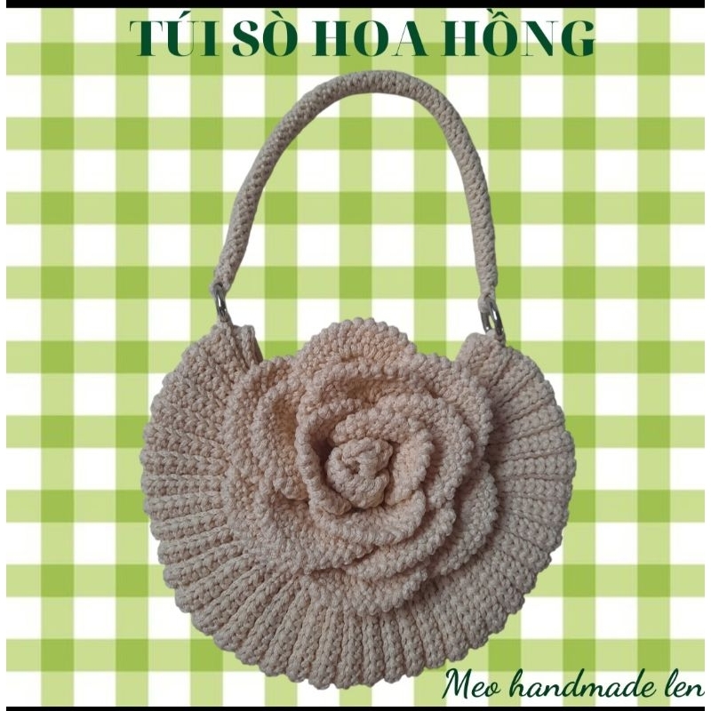 Túi sò hoa hồng M7 - handmade len - crochet - corchet rose bag