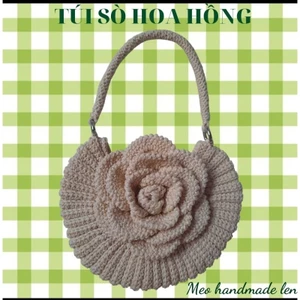 Túi sò hoa hồng M7 - handmade len - crochet - corchet rose bag
