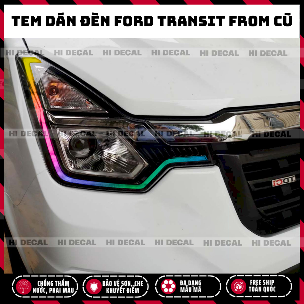 Tem đèn Transit 2022 - 2023. Decal dán đèn xe Ford Transit trang trí đèn chống nước bền màu